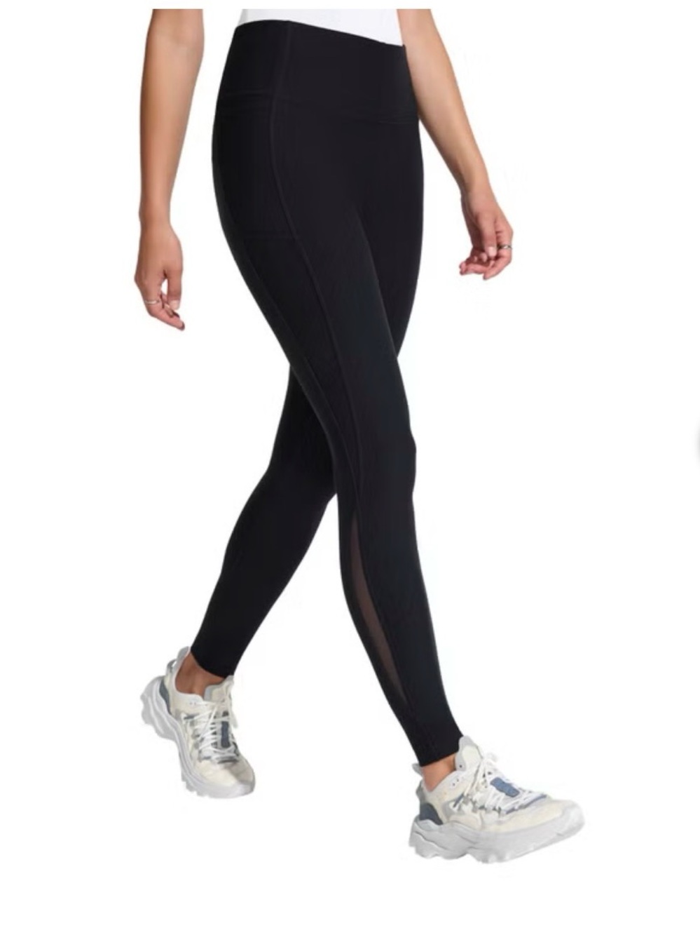 NWT XS Mondetta Ladies’ Women’s High Waist Active Black Mesh Panel Leggings